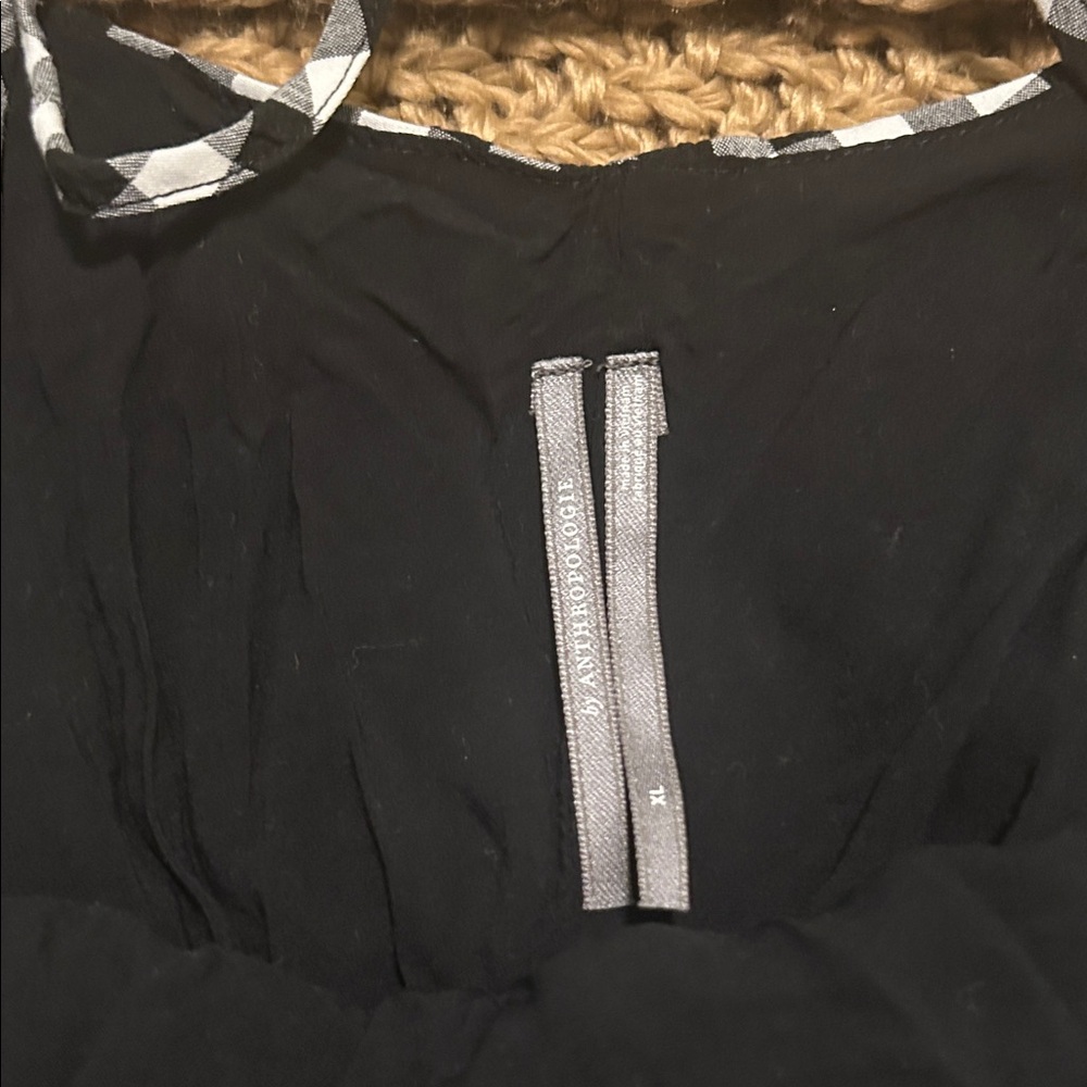 Anthropologie Checkered Black Mini Dress